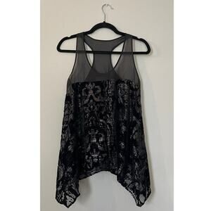 Anthropologie Sunday In Brooklyn Black Velvet Accent Trapeze Tank Top